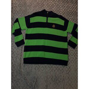 Ralph Lauren Green & Navy Striped Half-Zip Sweater